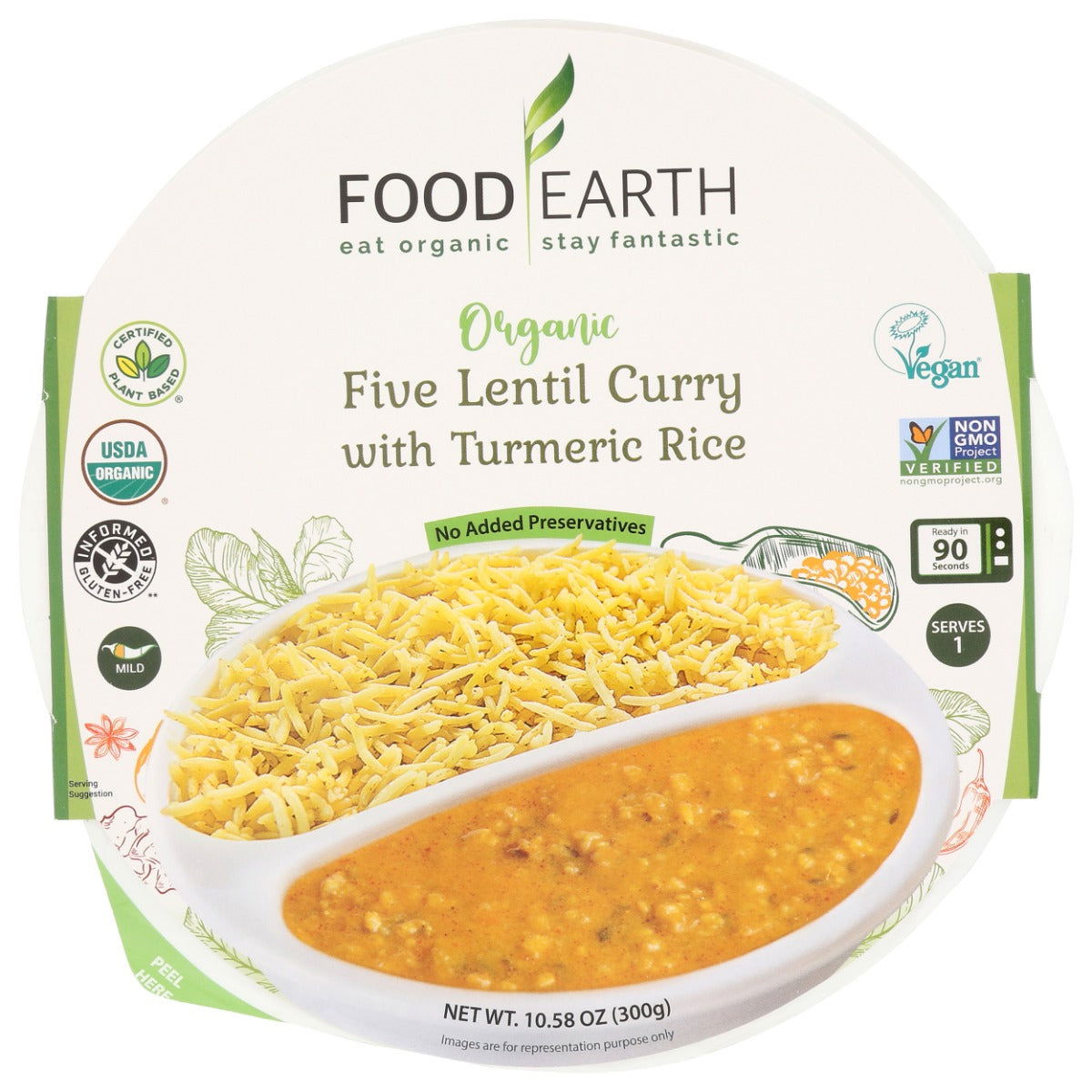 FOOD EARTH: Organic Five Lentil Curry With Turmeric Rice, 10.58 oz - #tag1# - #tag2#