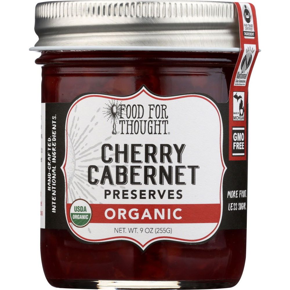 FOOD FOR THOUGHT: Organic Cherry Cabernet Preserves, 9 oz - #tag1# - #tag2#