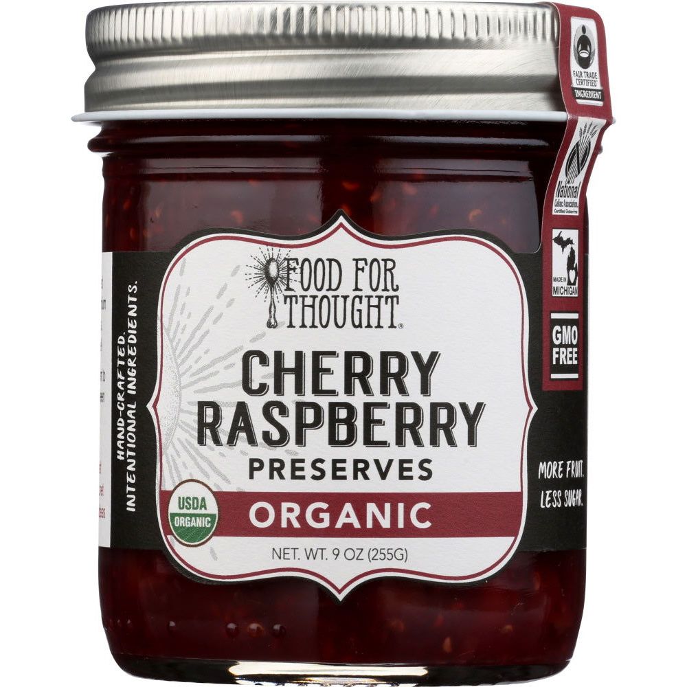 FOOD FOR THOUGHT: Organic Cherry Raspberry Preserves, 9 oz - #tag1# - #tag2#