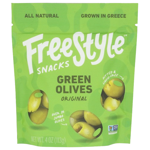 FREESTYLE SNACKS: Green Olives Original, 4 oz - #tag1# - #tag2#