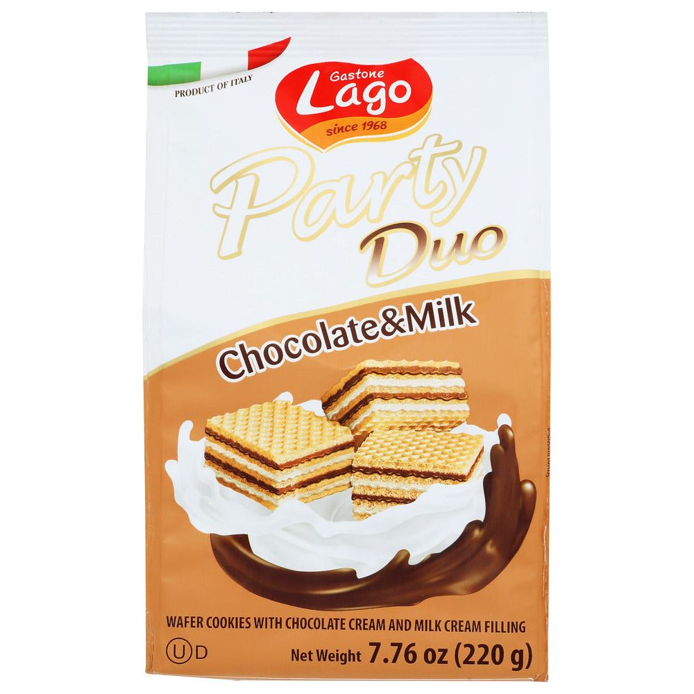 GASTONE LAGO: Party Duo Cocoa Milk Wafer Cookies, 7.76 oz - #tag1# - #tag2#