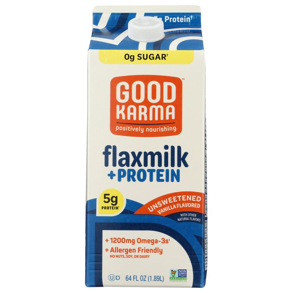 GOOD KARMA: Unsweetened Vanilla Flaxmilk + Protein, 64 fl oz - #tag1# - #tag2#