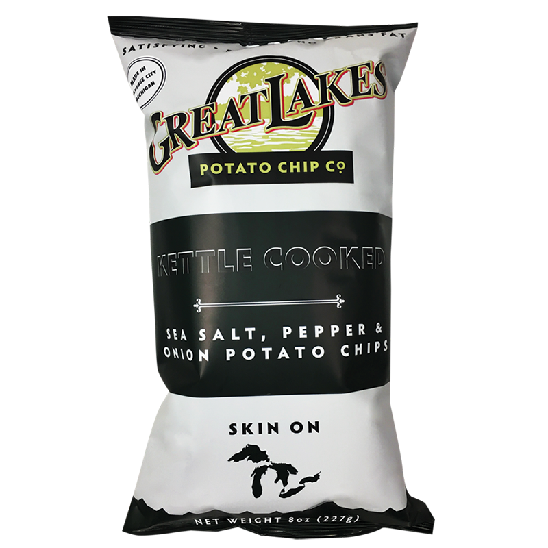 GREAT LAKES POTATO: Sea Salt Pepper and Onion Potato Chips, 8 oz - #tag1# - #tag2#