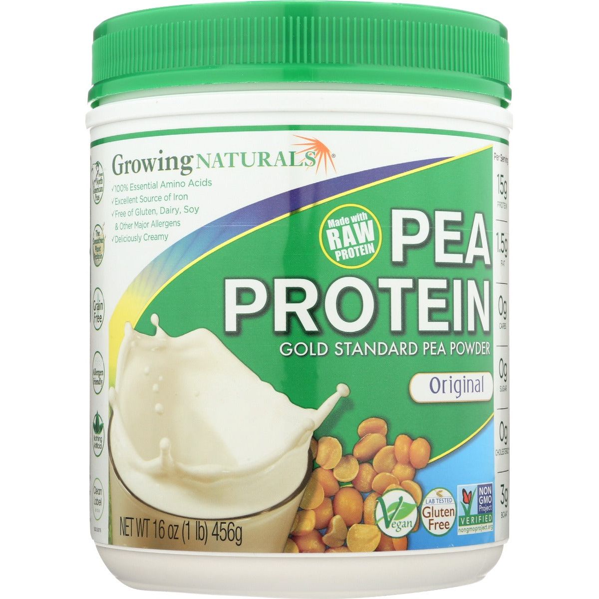 GROWING NATURALS: Original Pea Protein Powder, 1 lb - #tag1# - #tag2#