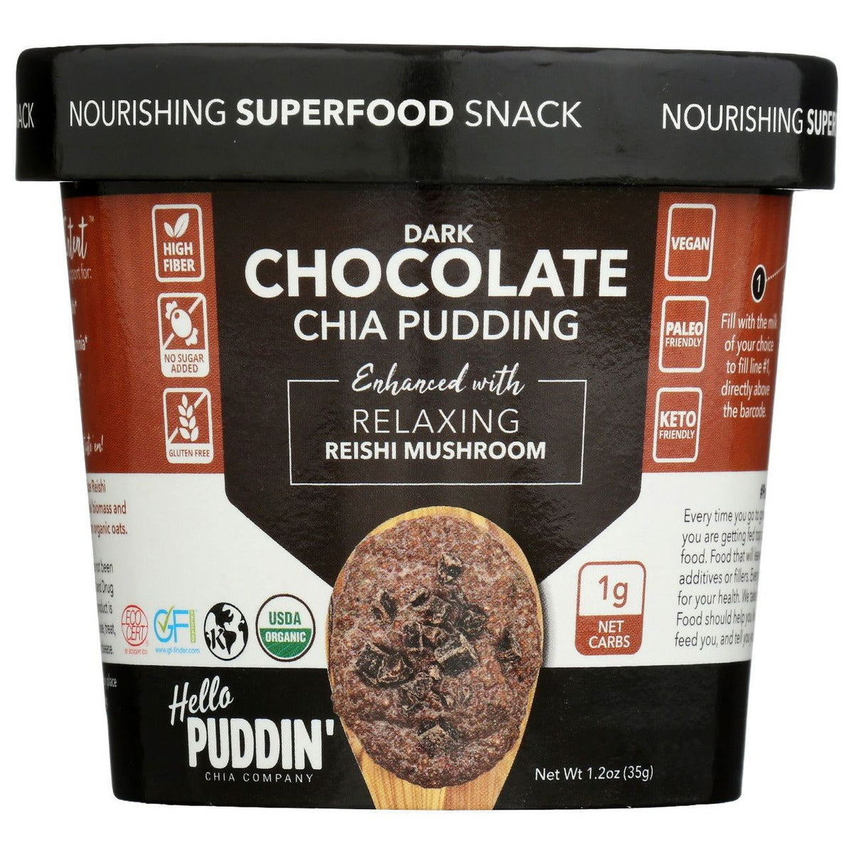 HELLO PUDDIN: Pudding Chia Dk Ch Reishi, 1.2 oz - #tag1# - #tag2#