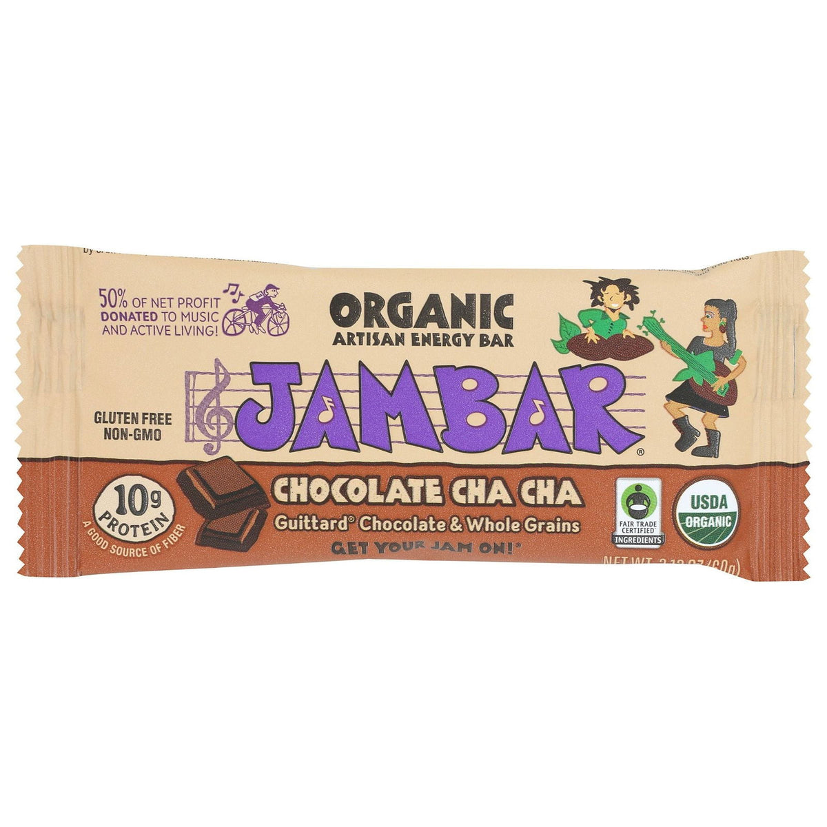 JAMBAR: Organic Chocolate Cha Cha Energy Bar, 2.12oz - #tag1# - #tag2#