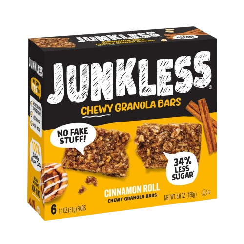 JUNKLESS: Cinnamon Roll Chewy Granola Bars, 6.6 oz - #tag1# - #tag2#