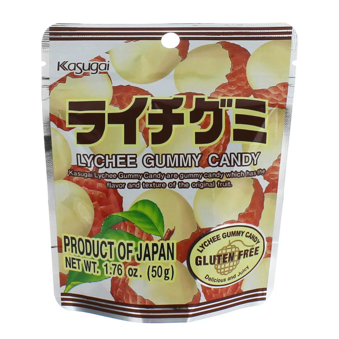 KASUGAI: Lychee Gummy Candy, 1.76 oz - #tag1# - #tag2#