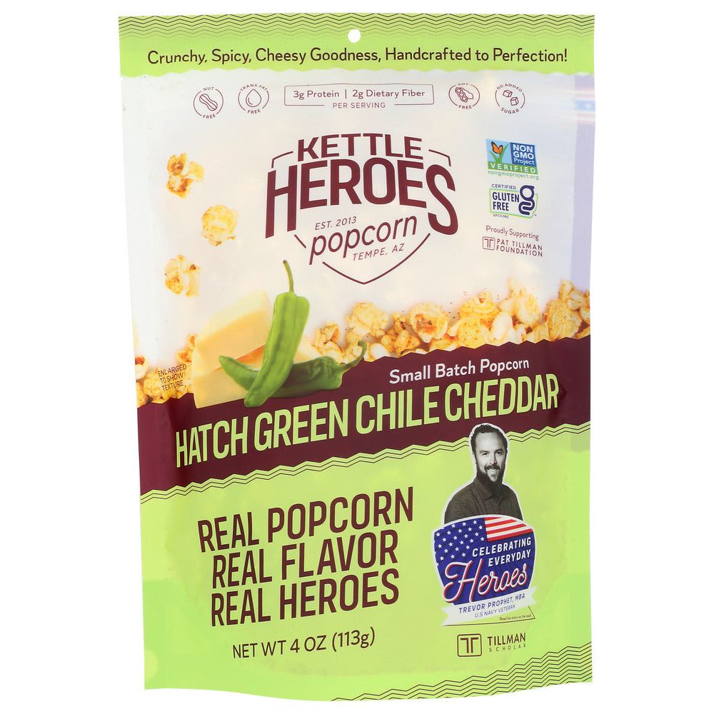 KETTLE HEROES: Popcorn Hatch Green Chili Cheddar, 4 OZ - #tag1# - #tag2#