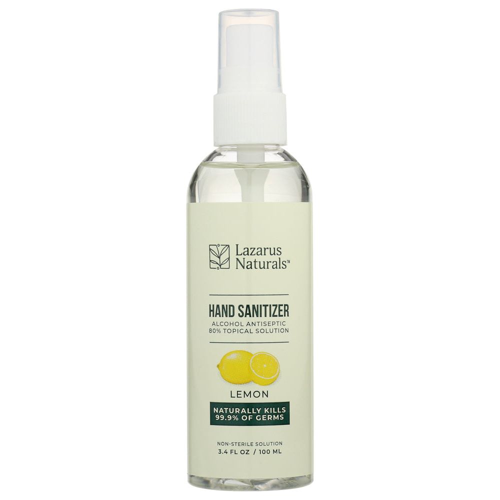 LAZARUS NATURALS: Liquid Hand Sanitizer Spray Lemon, 3.4 fo - #tag1# - #tag2#