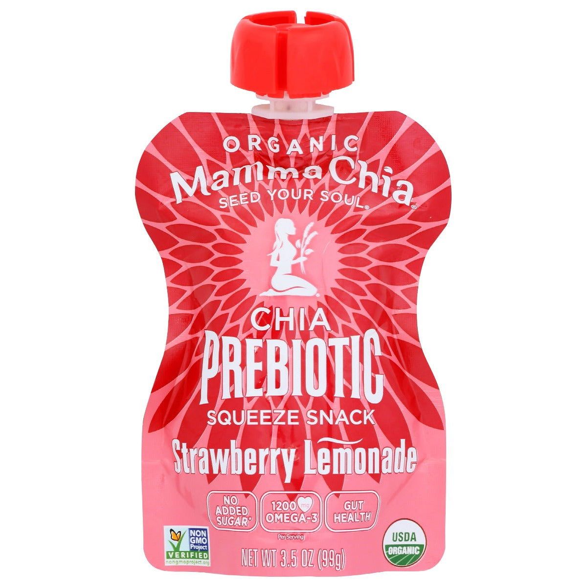 MAMMACHIA: Strawberry Lemonade Organic Chia Prebiotic Squeeze, 3.5 oz - #tag1# - #tag2#