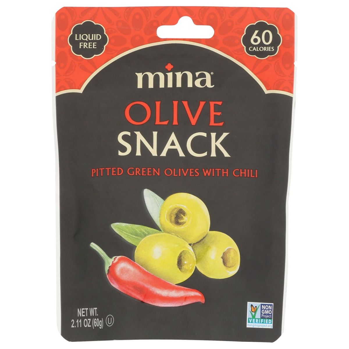 MINA: Pitted Green Olives With Chili Snack, 2.11 oz - #tag1# - #tag2#