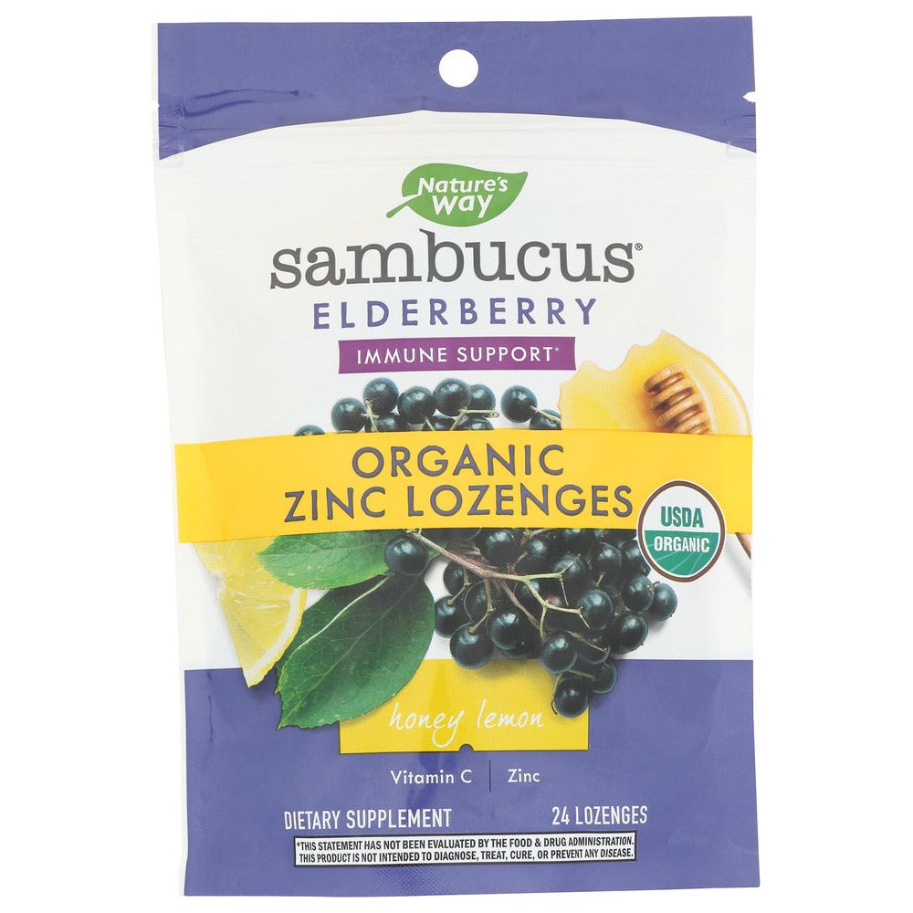 NATURES WAY: Sambucus Honey Lemon Zinc Lozenges, 24 ea - #tag1# - #tag2#