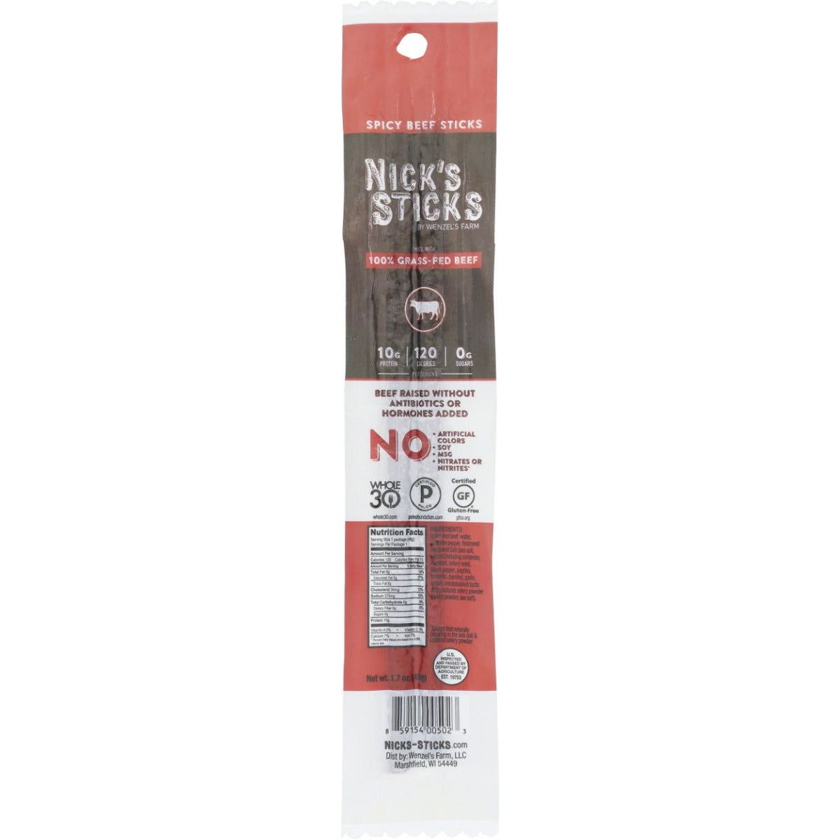 NICKS STICKS: Grass Fed Spicy Beef Snack Sticks, 1.7 oz - Sunshine Co Op. - #tag1# - #tag2# - #tag3# - #tag4#
