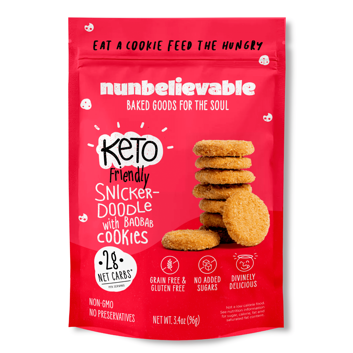 NUNBELIEVABLE: Cookies Snickrdoodle Keto, 3.4 oz - #tag1# - #tag2#