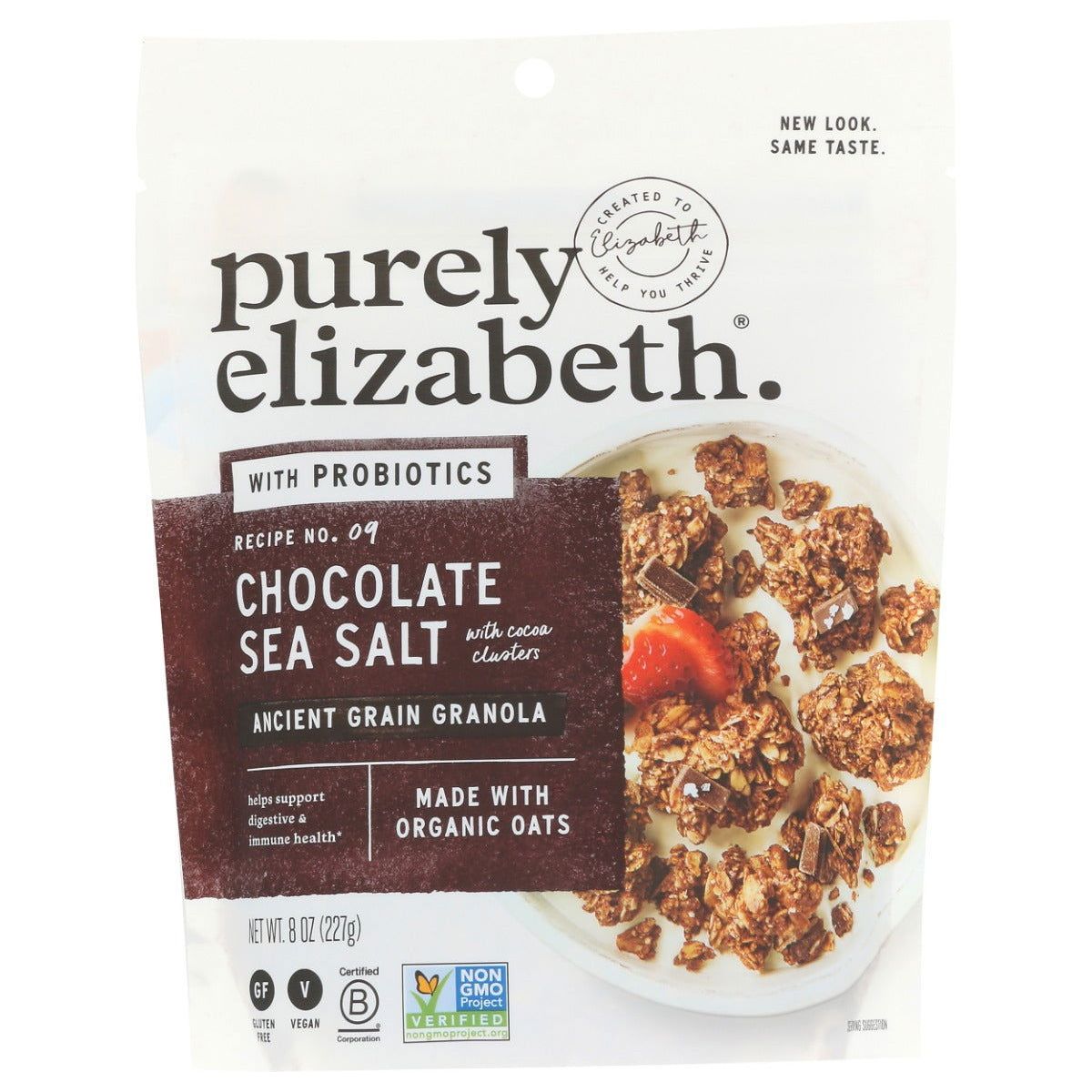 PURELY ELIZABETH: Granola Probiotic Chocolate Sea Salt, 8 oz - Sunshine Co Op. - #tag1# - #tag2# - #tag3# - #tag4#