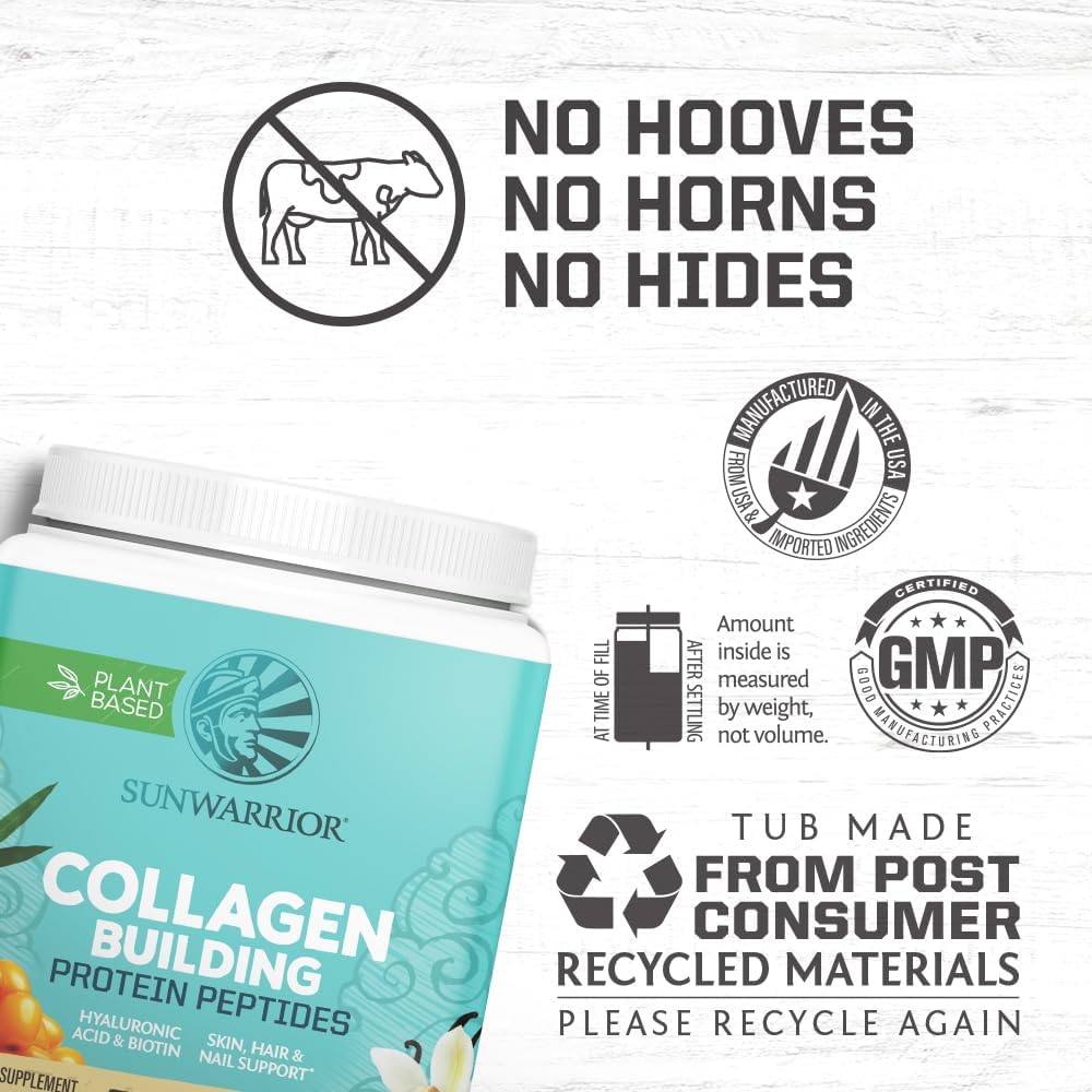 Sunwarrior Collagen Building Powder Protein Peptide Tahitian Vanilla 1.1 lb