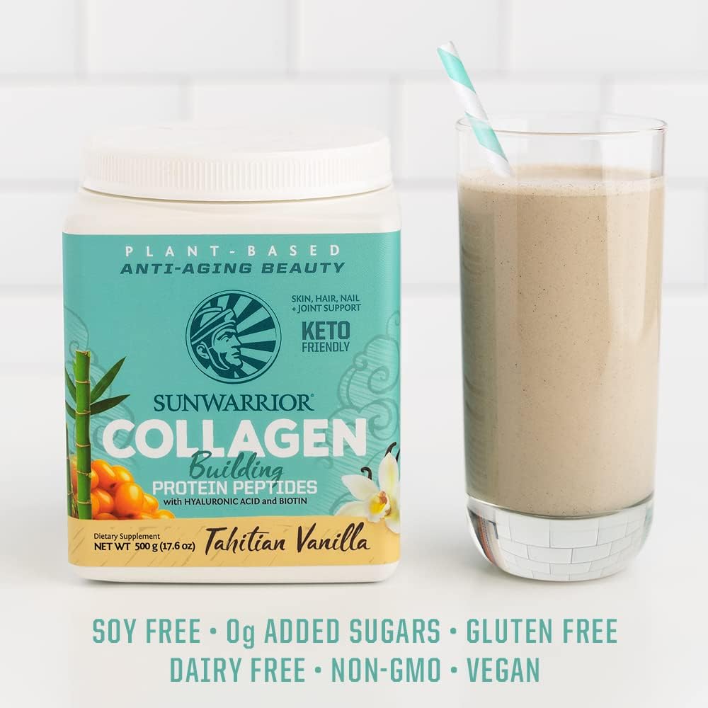 Sunwarrior Collagen Building Powder Protein Peptide Tahitian Vanilla 1.1 lb