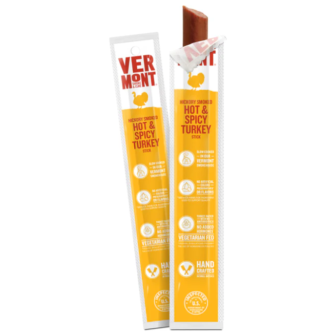 VERMONT SMOKE: Hot and Spicy Turkey Sticks, 1 oz