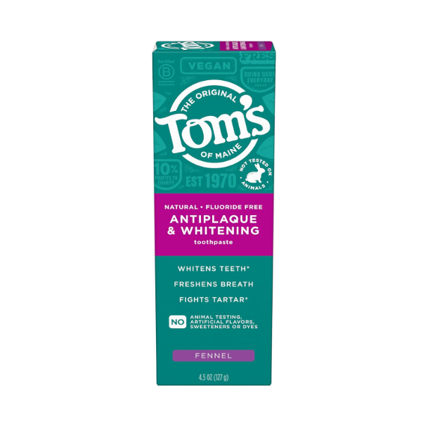 TOMS OF MAINE: Fluoride Free Antiplaque and Whitening Toothpaste Fennel, 4.5 oz