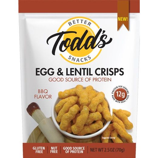 TODDS BETTER SNACKS: Bbq Egg Lentil Chips, 2.5 oz