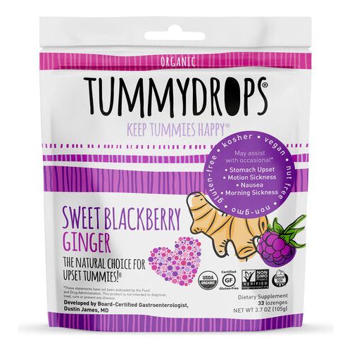 TUMMYDROPS: USDA Organic Sweet Blackberry Ginger, 33 pc