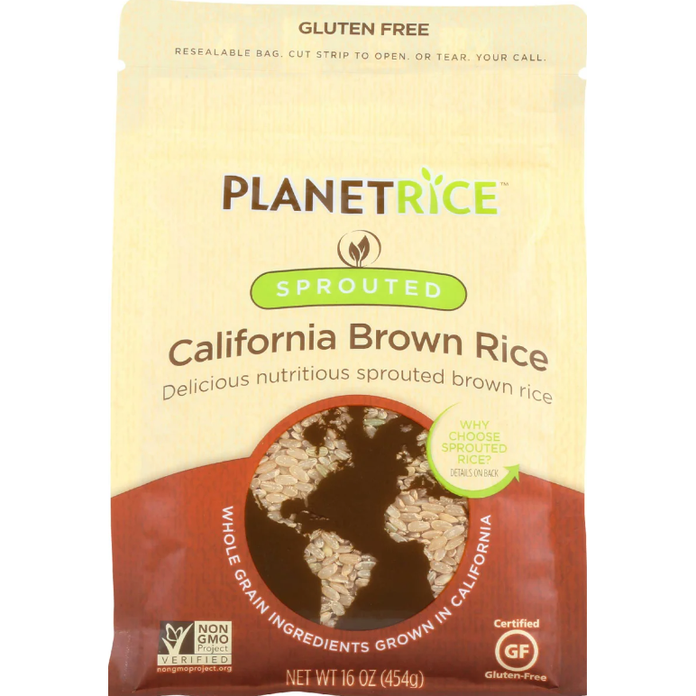 PLANET RICE: California Brown Rice Sprouted, 16 oz
