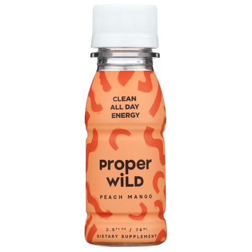 PROPER WILD: Clean All Day Energy Shots Peach Mango, 2.5 fo