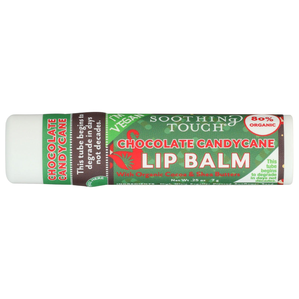SOOTHING TOUCH: Chocolate Candycane Vegan Lip Balm, 0.25 oz