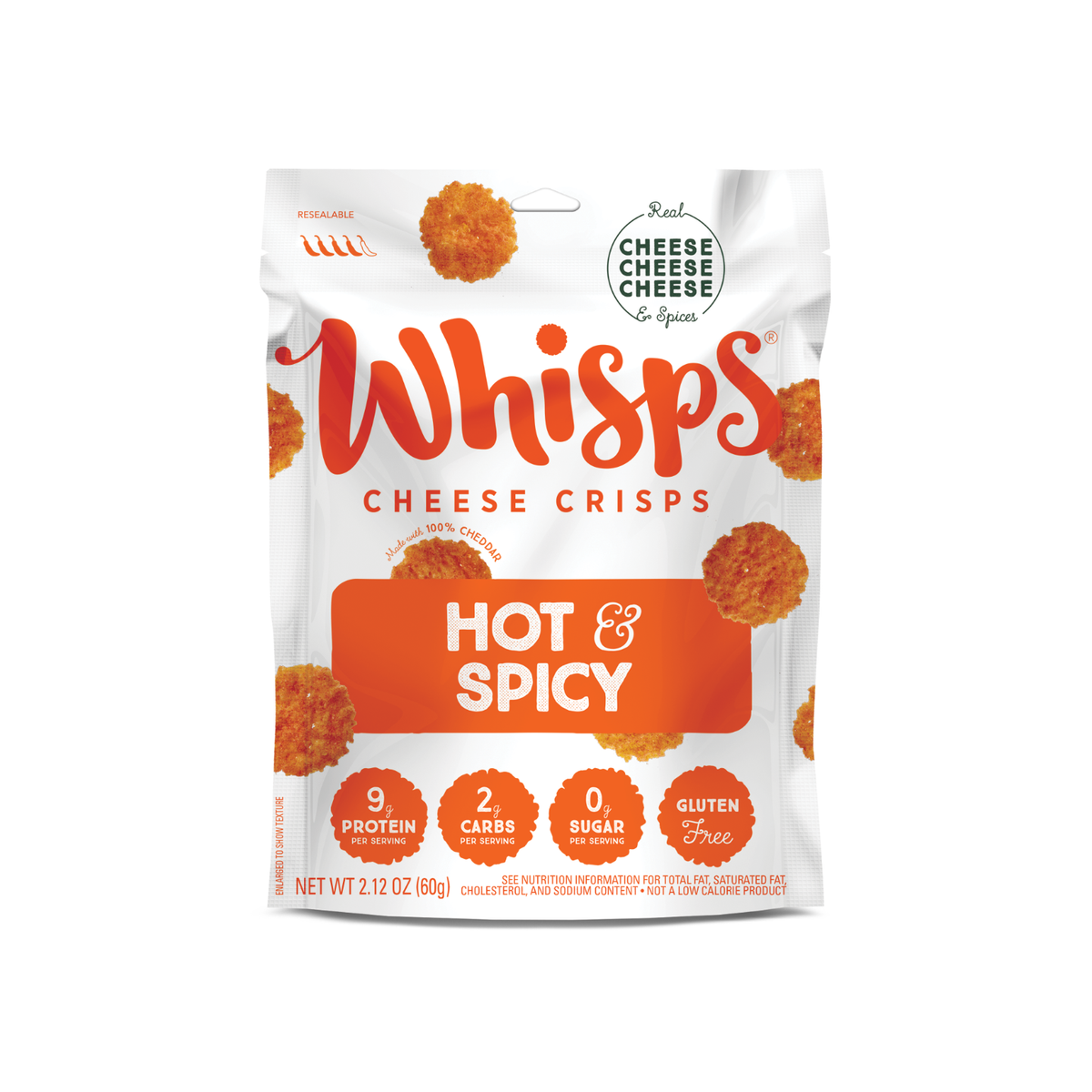WHISPS: Hot and Spicy Cheese Crisps, 2.12 oz