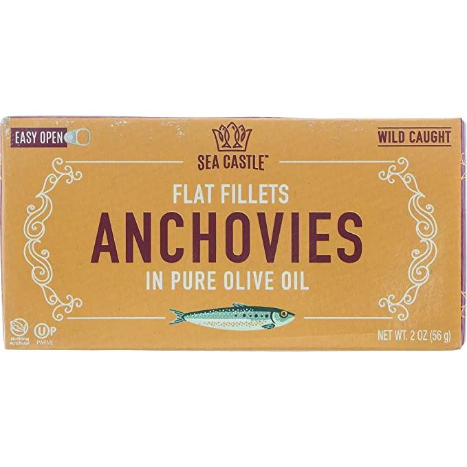 SEA CASTLE: Flat Fillets Anchovies In Pure Olive Oil, 2 oz