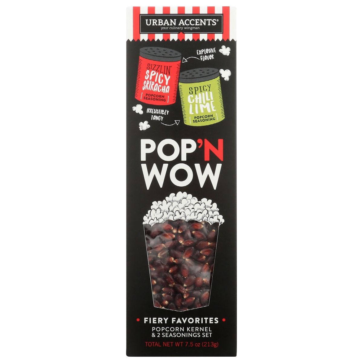 URBAN ACCENTS: Fiery Favorites Popcorn Kernels & 2 Seasoning Sets, 7.5 oz