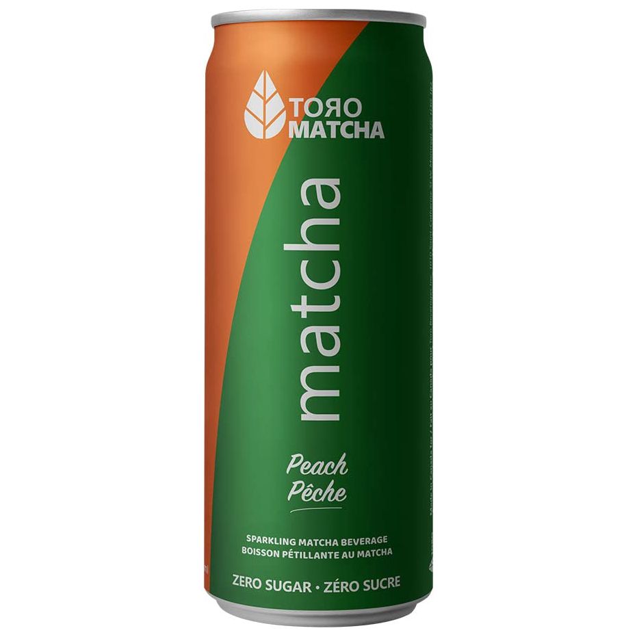 TORO MATCHA: Peach Zero Sugar Sparkling Matcha, 12 fo