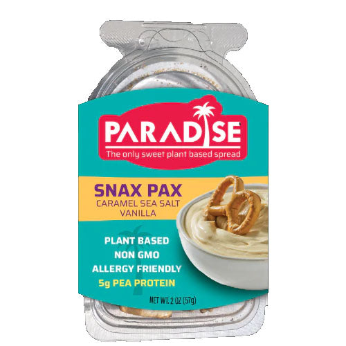 PARADISE SNAX PAX: Caramel Sea Salt Vanilla Spread & Grain Free Pretzels, 2 oz