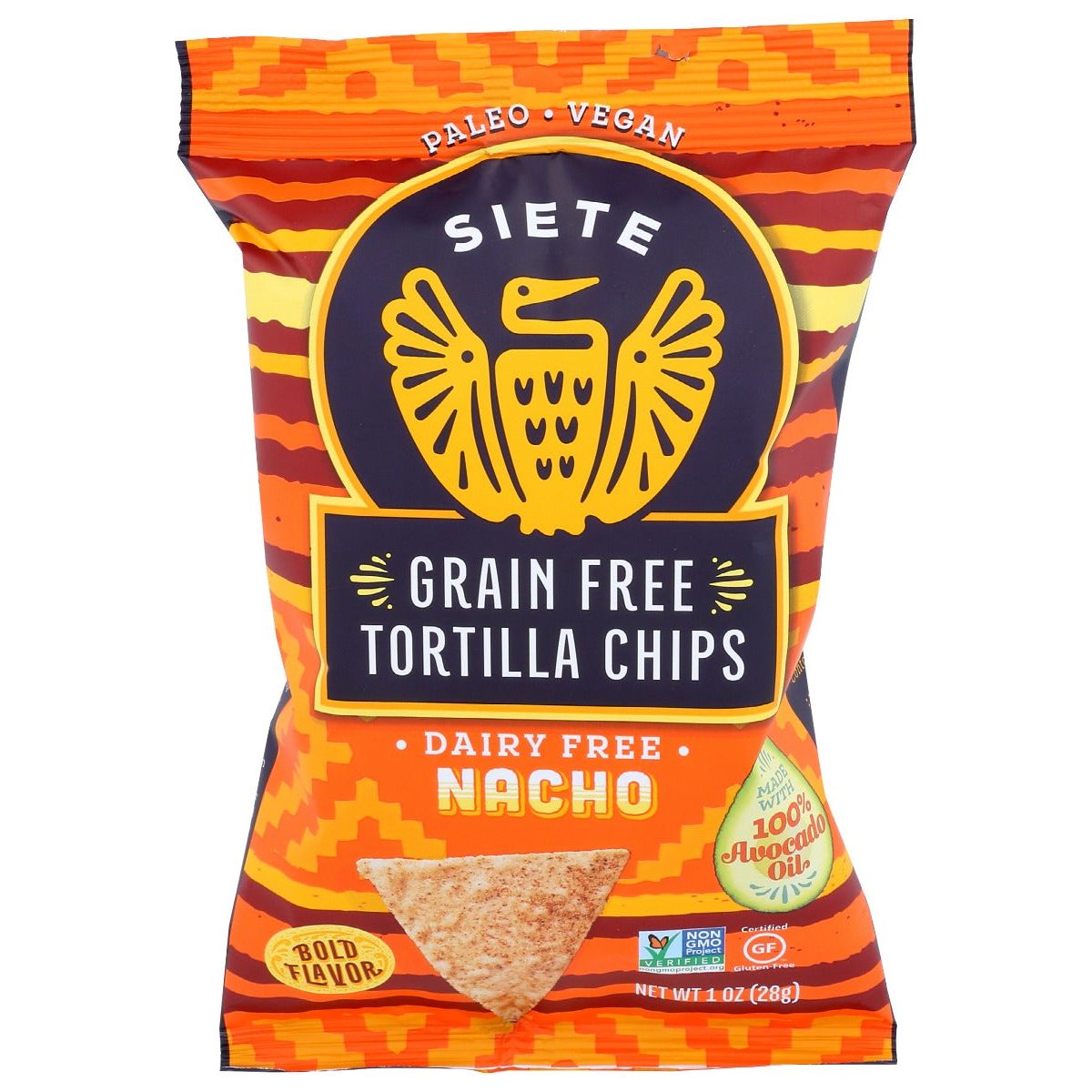 SIETE: Nacho Grain Free Tortilla Chips, 1 oz