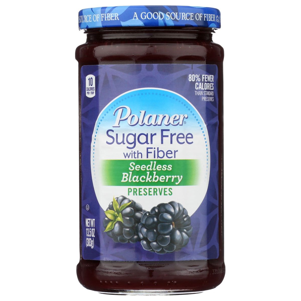 POLANER: Sugar Free Seedless Blackberry Preserves With Fiber, 13.5 oz