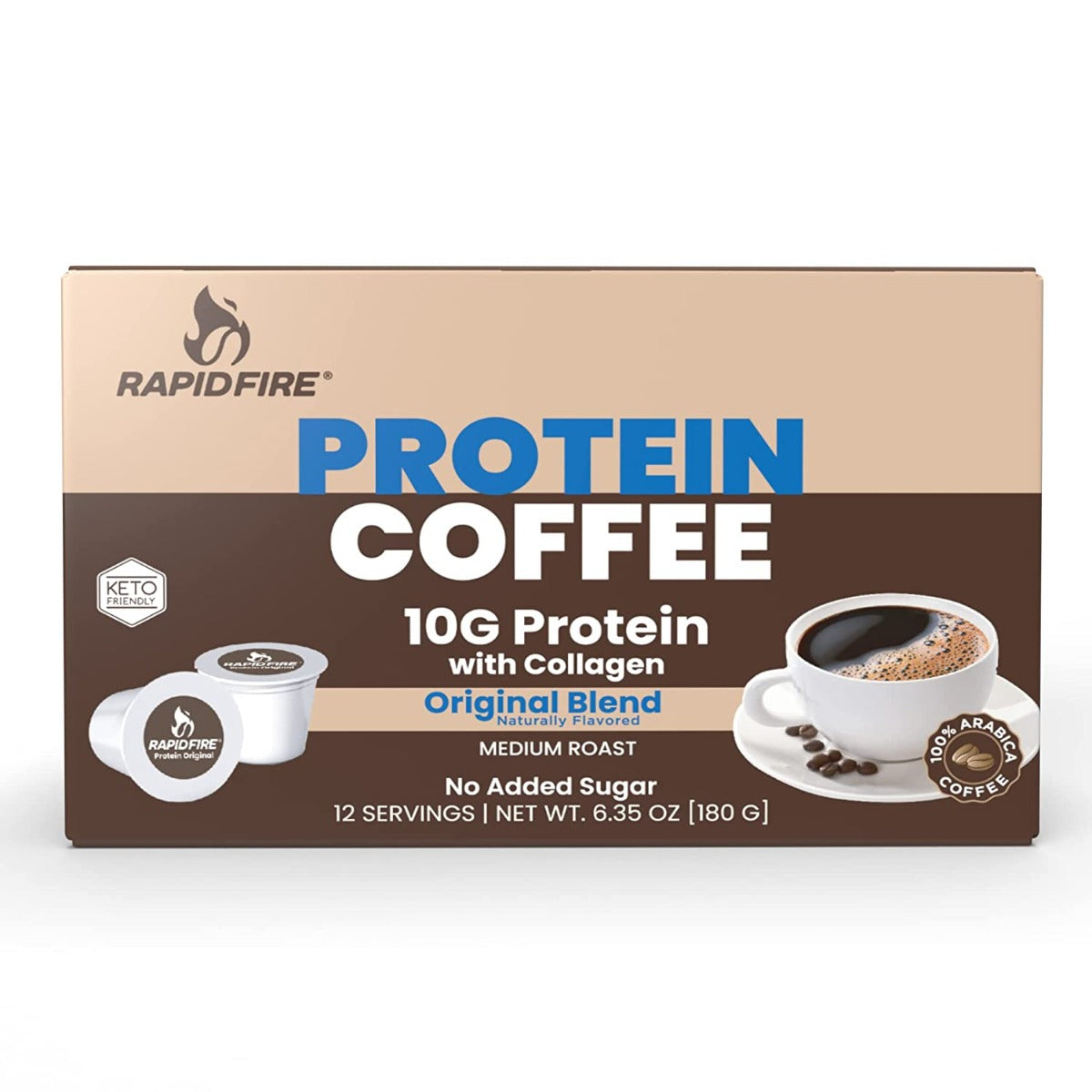 RAPID FIRE: Original Blend Protein Coffee, 12 ea