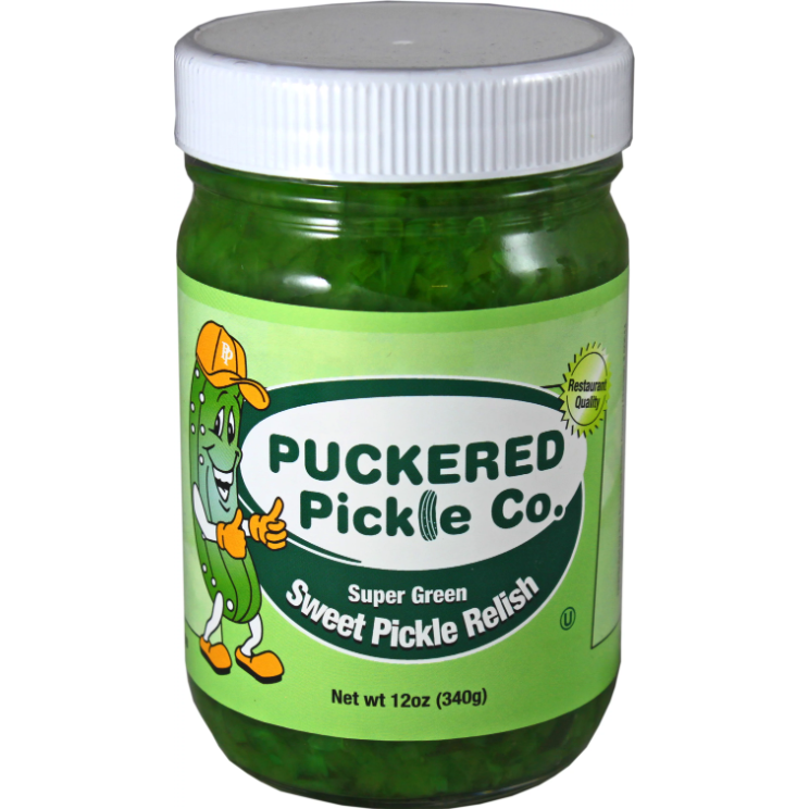 PUCKERED PICKLE: Super Green Sweet Pickle Relish, 12 oz
