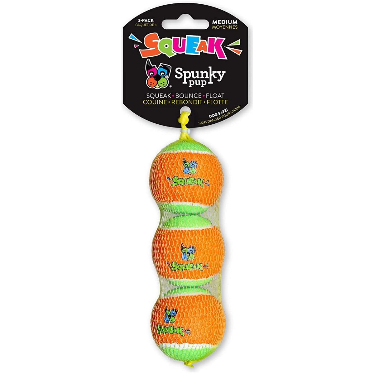 SPUNKY PUP: Squeaky Tennis Balls Medium 3pk, 1 ea