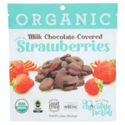 NUT FREE CHOCOLATE FACTORY: Choc Mlk Cvrd Straw Org, 2.3 oz