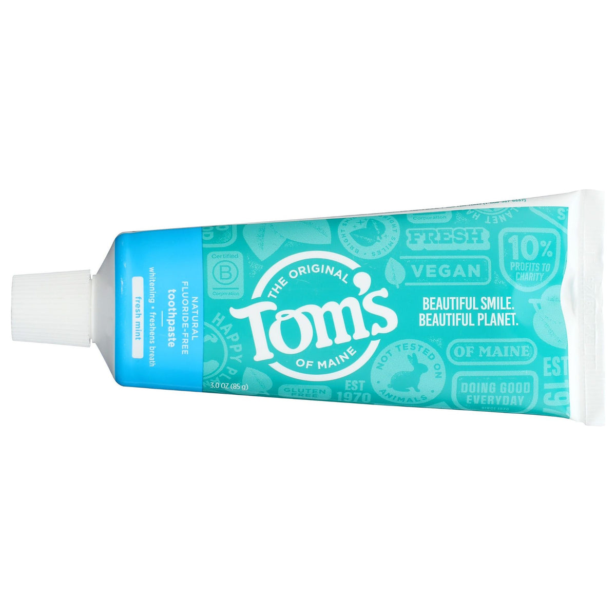 TOMS OF MAINE: Grab N Go Whitening Paste Fluoride Free Toothpaste Fresh Mint, 3 oz
