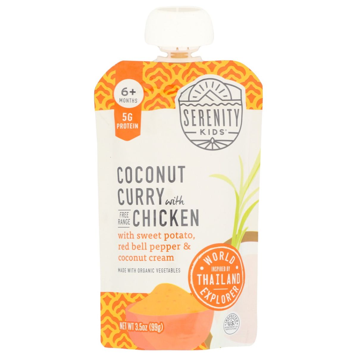 SERENITY KIDS: Coconut Curry With Chicken Baby Food Pouch, 3.5 oz