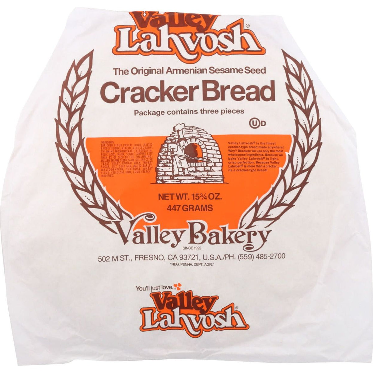 VALLEY LAHVOSH: 15In Cracker Rounds Original, 15.75 oz