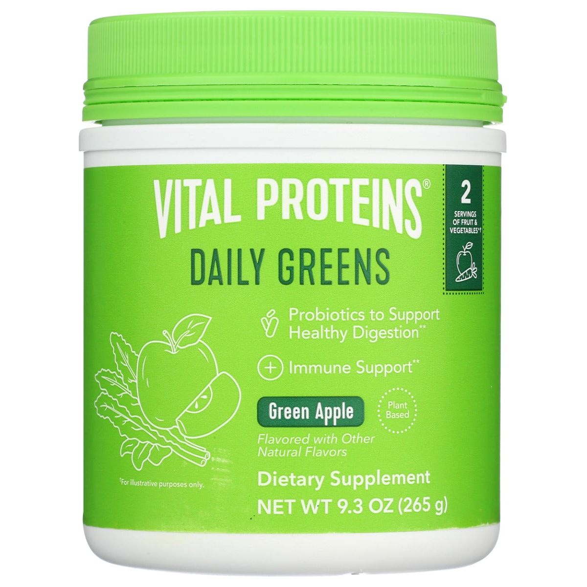 VITAL PROTEINS: Daily Greens Green Apple, 9.3 oz