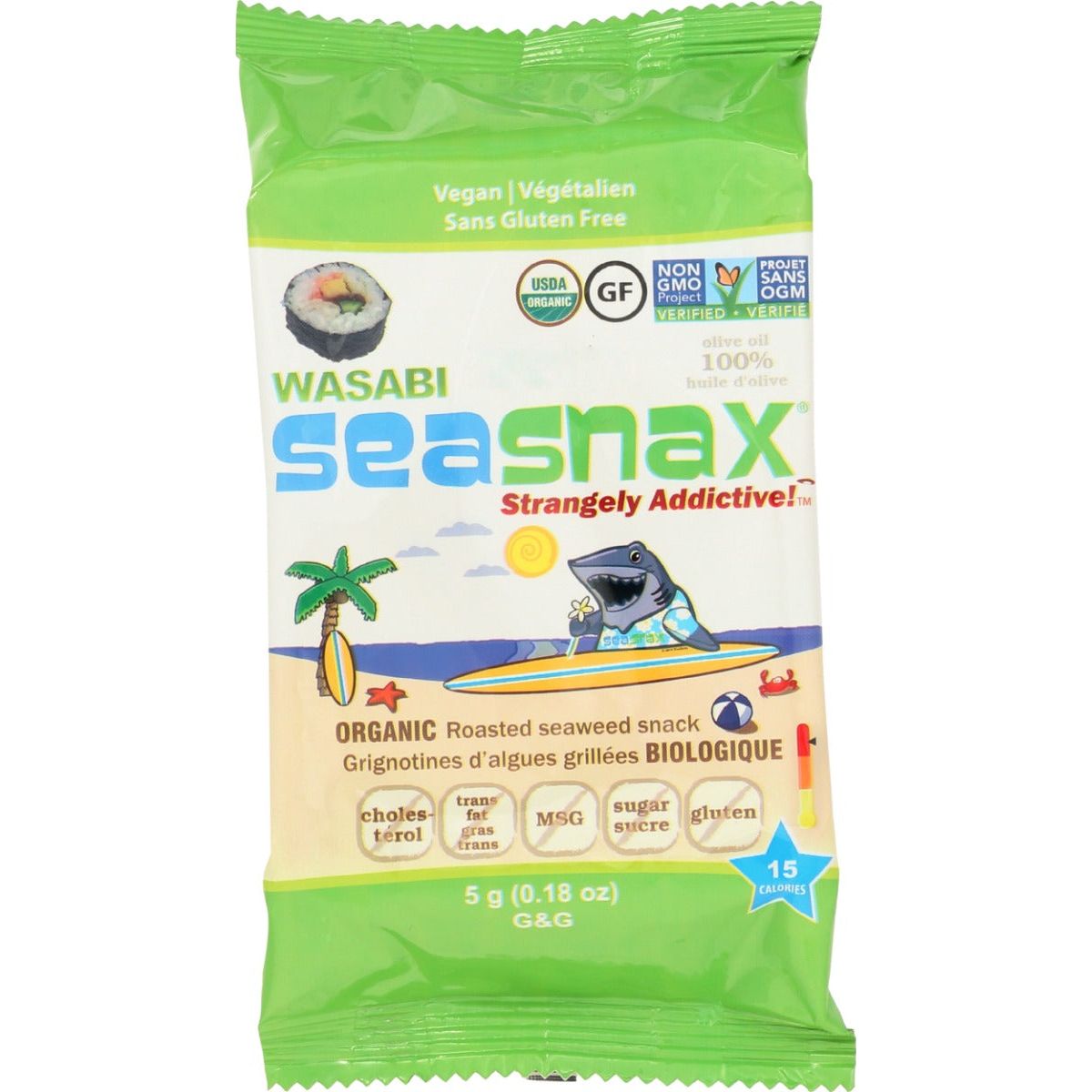 SEA SNAX: Wasabi Seaweed Snacks Grab and Go, 0.18 oz