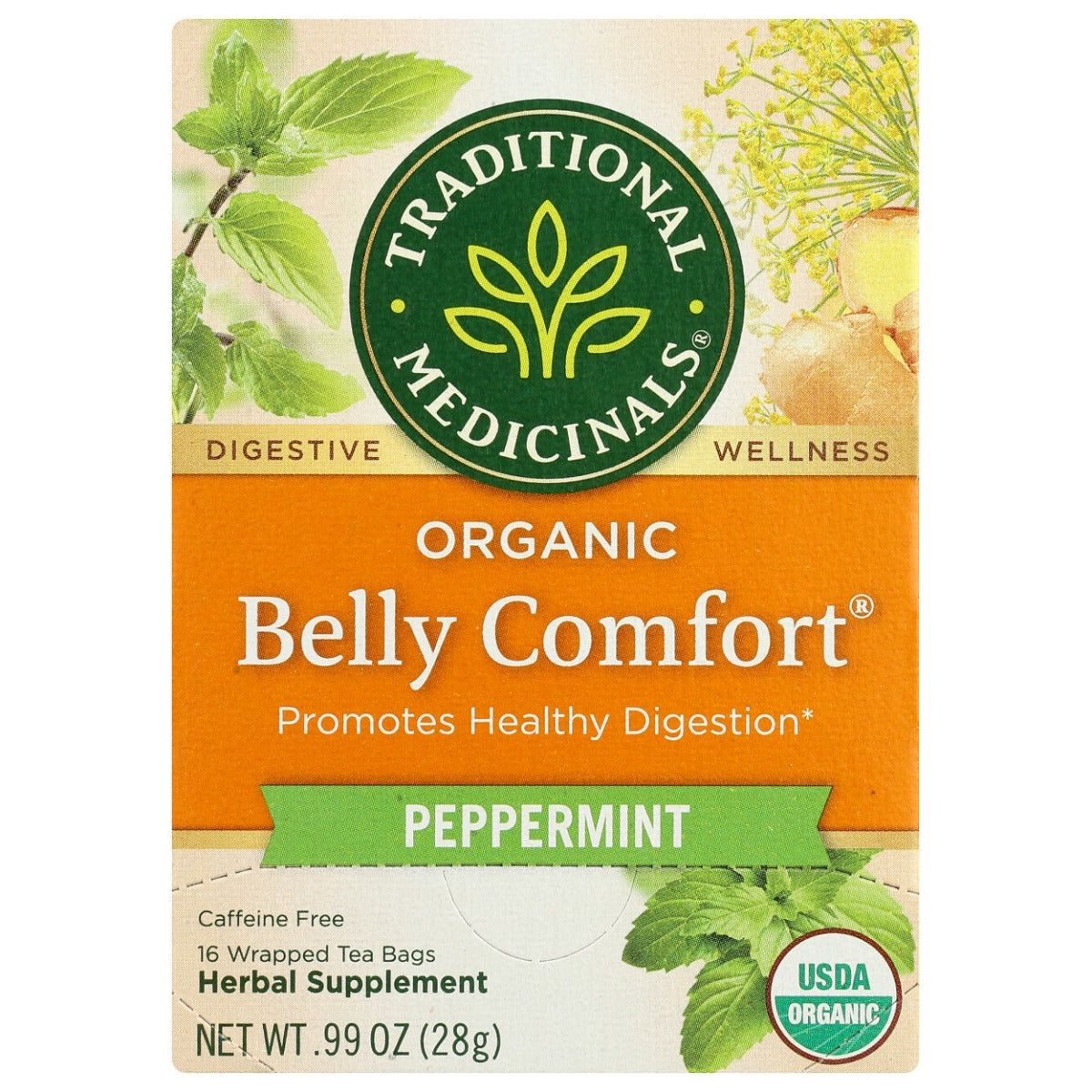 TRADITIONAL MEDICINALS: Organic Eater's Digest Peppermint Tea 16 Tea Bags, 0.99 oz