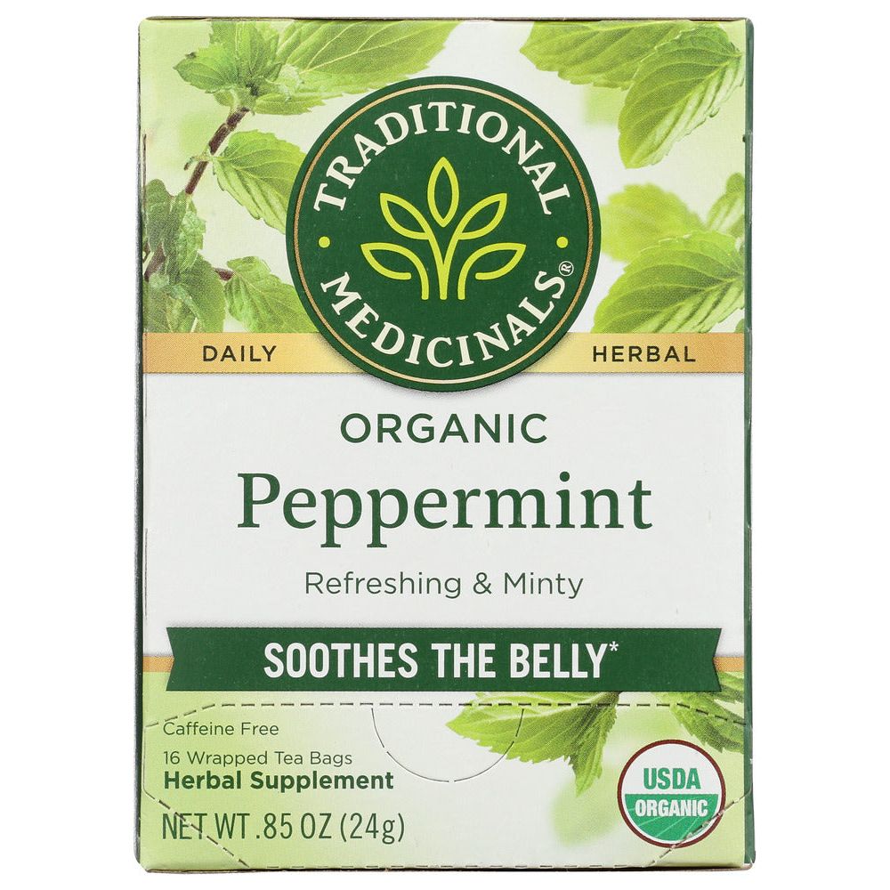 TRADITIONAL MEDICINALS: Organic Peppermint Herbal Tea 16 Tea Bags, 0.85 oz