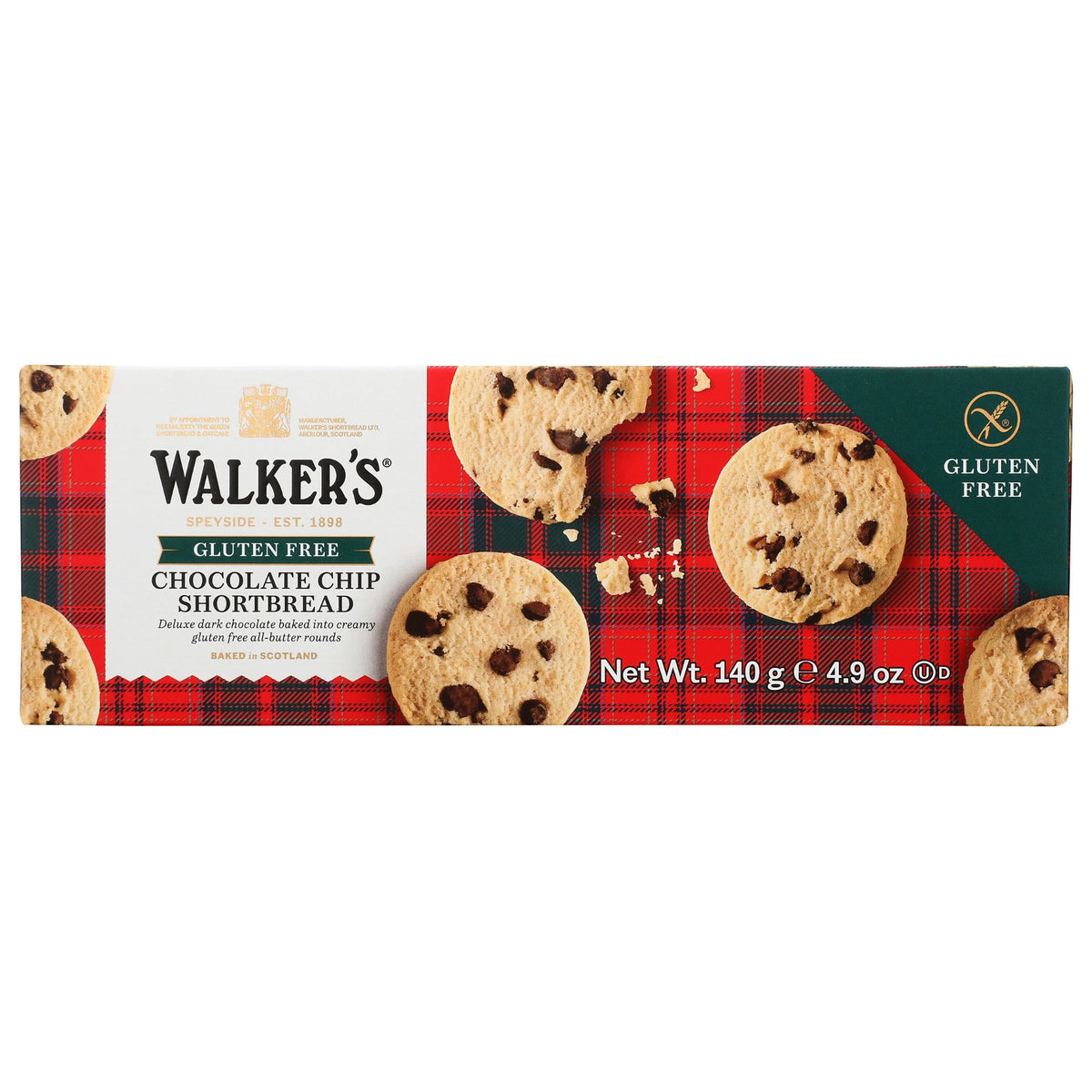 WALKERS: Gluten Free Chocolate Chip Shortbread, 4.9 oz