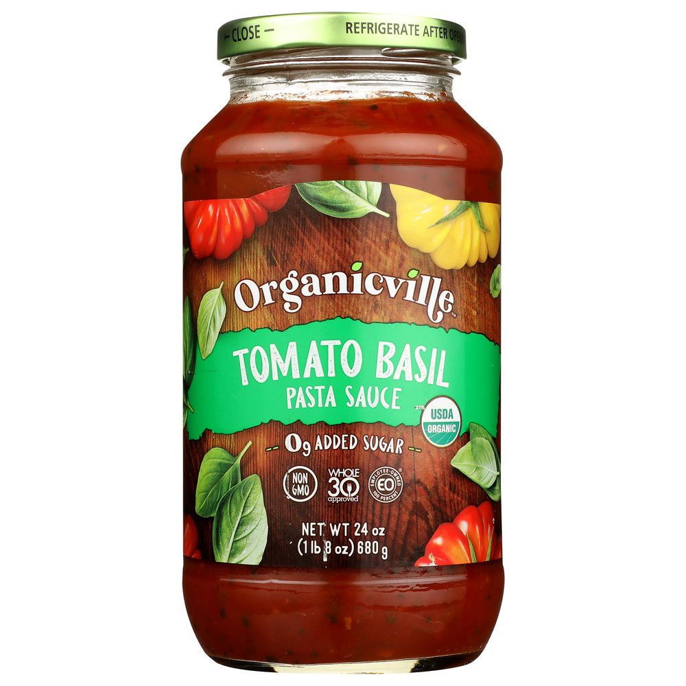 ORGANICVILLE: Sauce Pasta Tmo Basil, 24 oz
