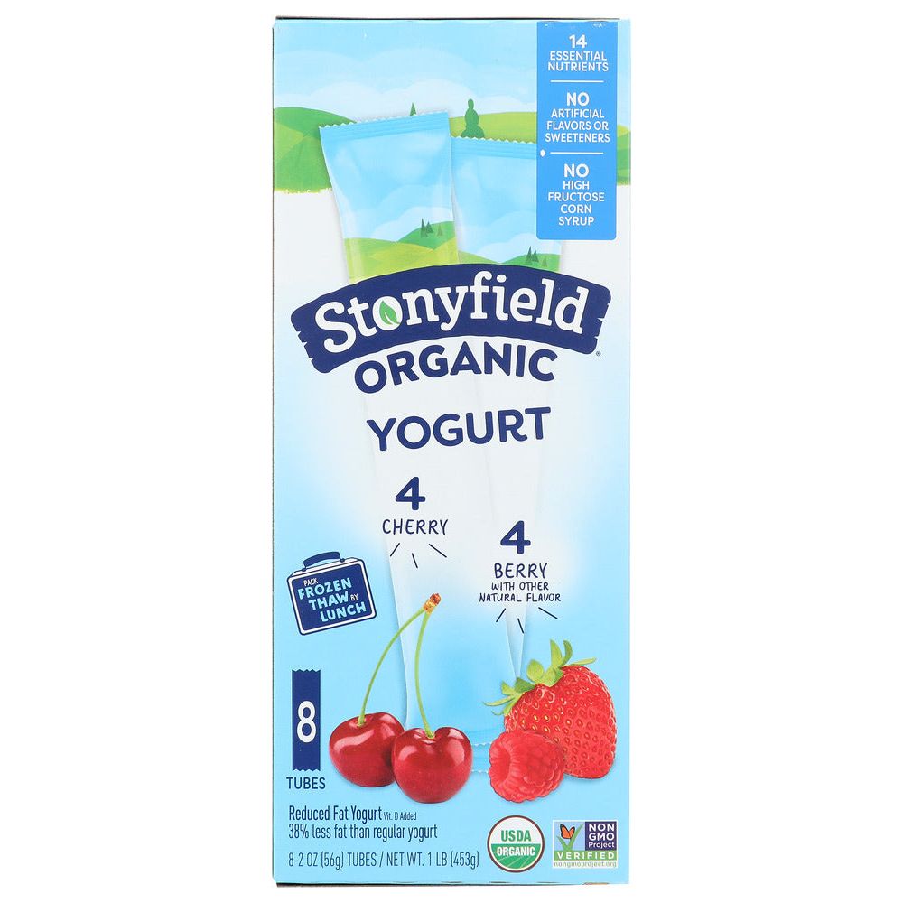 STONYFIELD: Organic Kids Low Fat Tubes Cherry Berry 8-2oz, 16 oz
